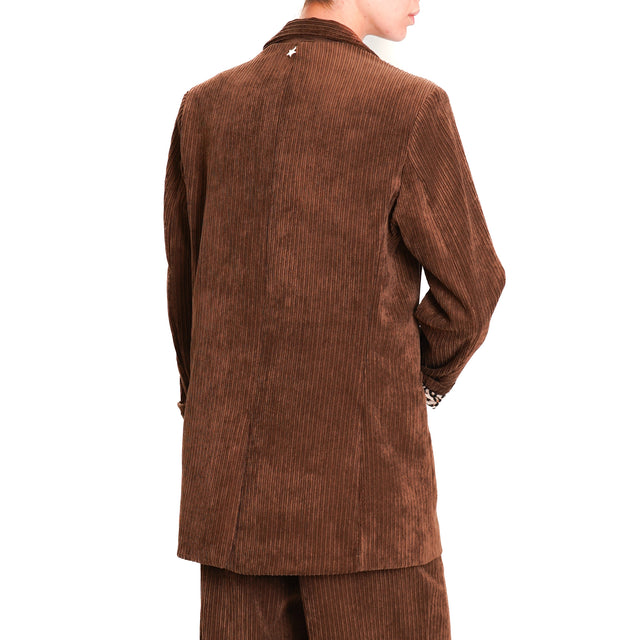 Souvenir-500 line velvet jacket 1 button - dark brown