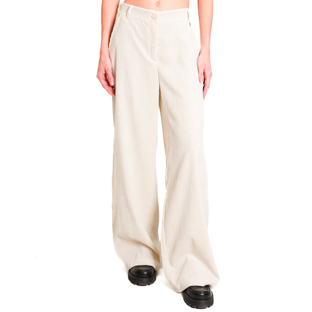 Souvenir-Palazzo trousers velvet 500 lines - cream