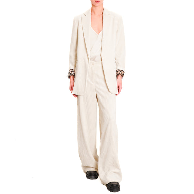 Souvenir-Palazzo trousers velvet 500 lines - cream