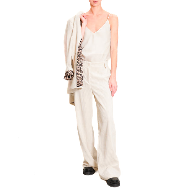 Souvenir-Palazzo trousers velvet 500 lines - cream