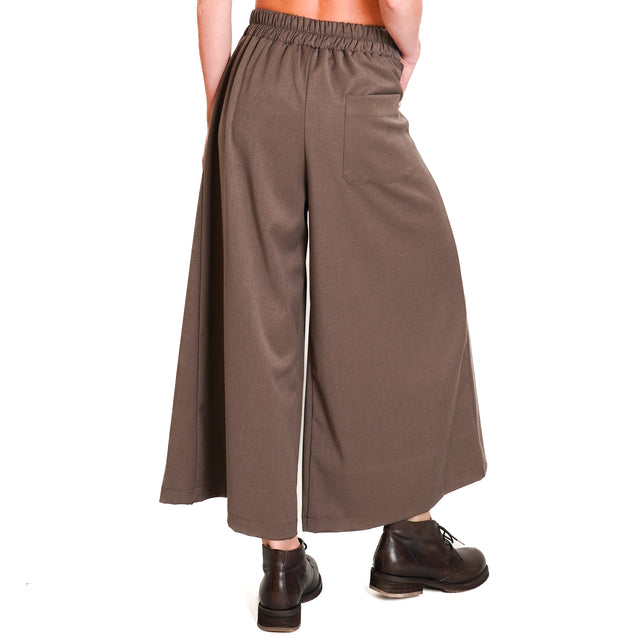 Souvenir-Pleated elastic back skirt - hazelnut