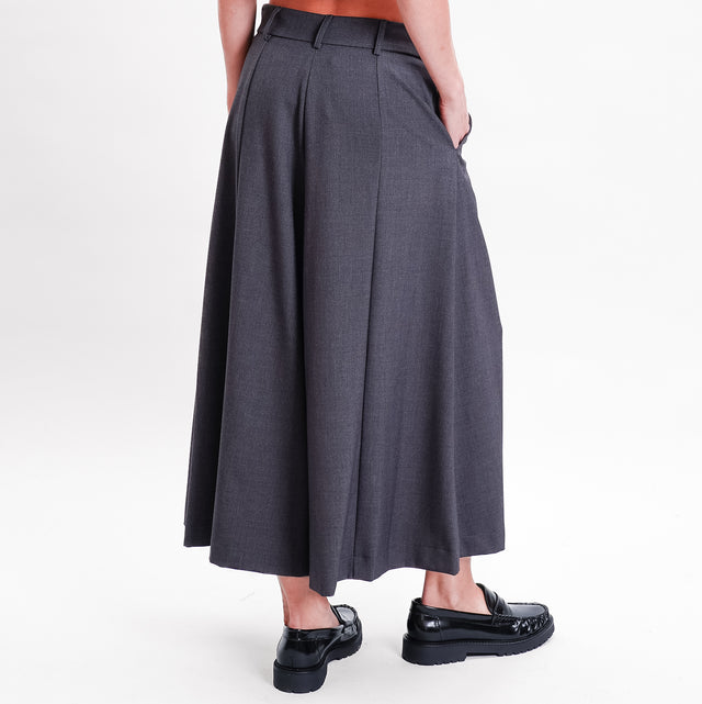 Souvenir-Pleated Cropped Trousers - Anthracite