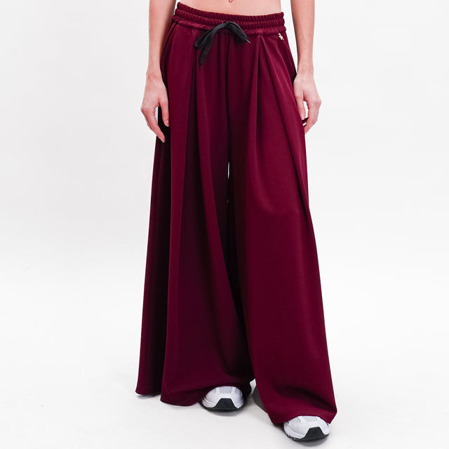 Souvenir-Pantalone wide leg coulisse con pinces - bordeaux