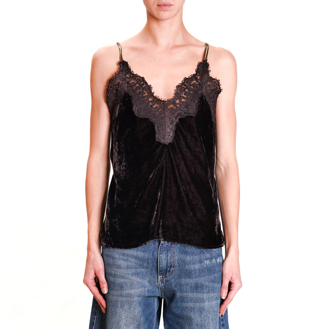 Souvenir-Top in velvet with adjustable straps - dark brown