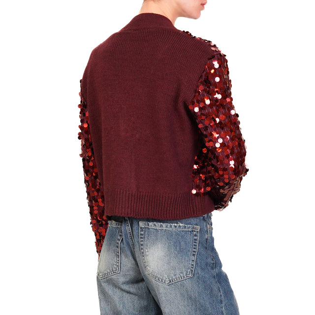 Tensione in-Cardigan maxi paillettes - bordeaux