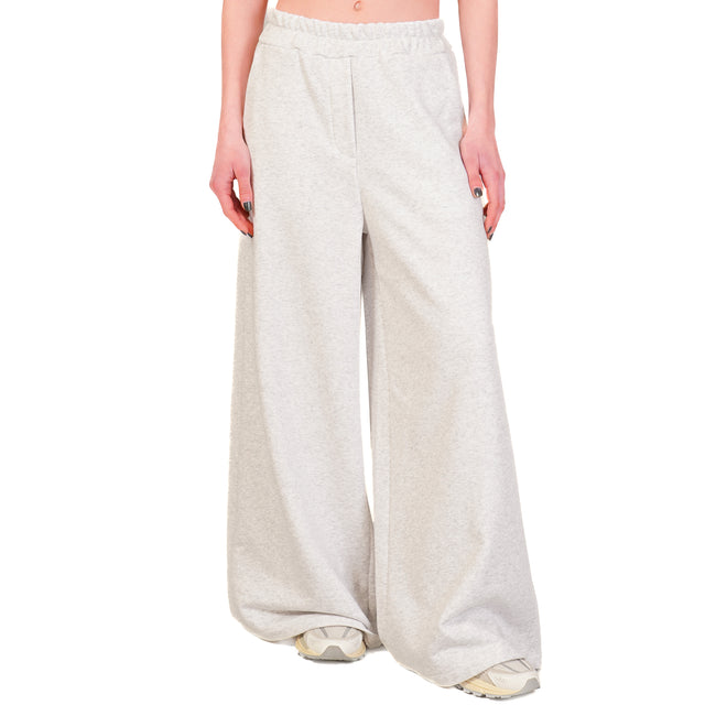 Tensione in-Pantalone in felpa wide leg elastico - grigio