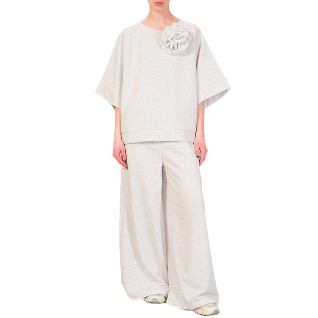 Tensione in-Pantalone in felpa wide leg elastico - grigio