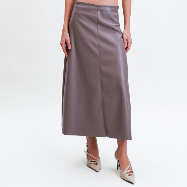 Tension in-Leatherette A-Line Skirt - Mud