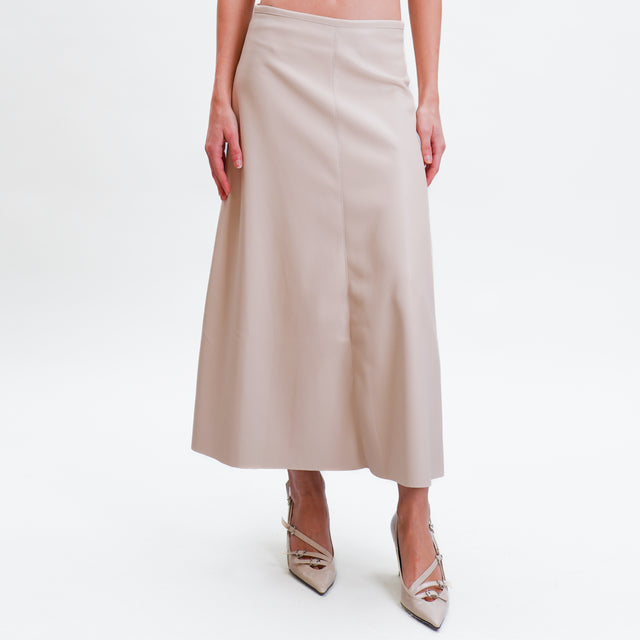 Tension in-Leatherette A-line Skirt - sand