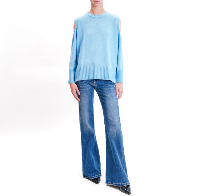 Tensione in-Maglia cut out misto cashmere - azzurro