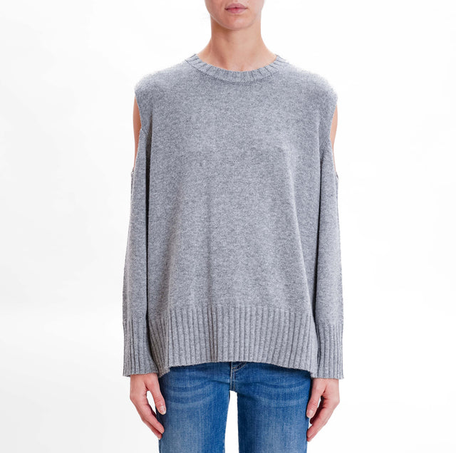 Tensione in-Maglia cut out misto cashmere - grigio