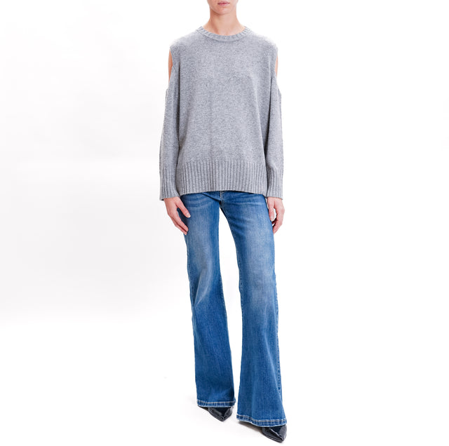 Tensione in-Maglia cut out misto cashmere - grigio