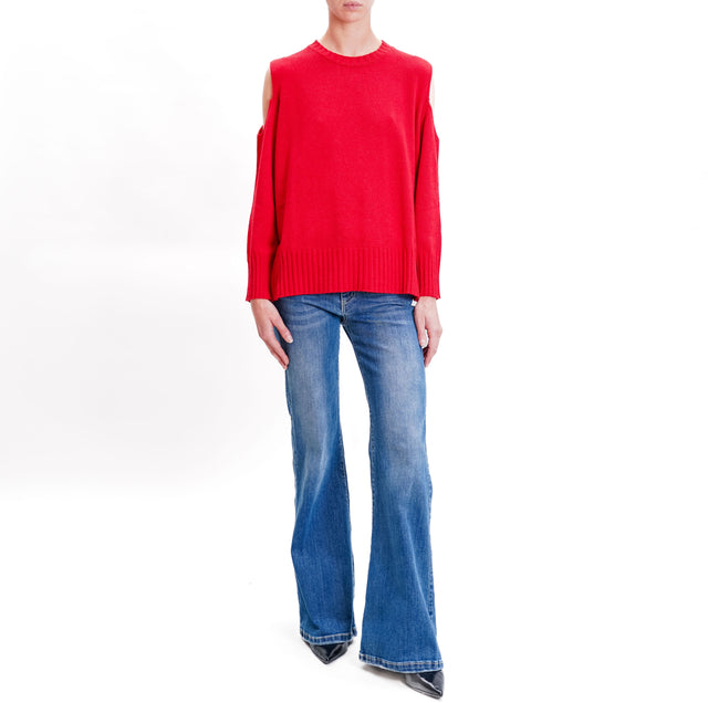 Tensione in-Maglia cut out misto cashmere - rosso