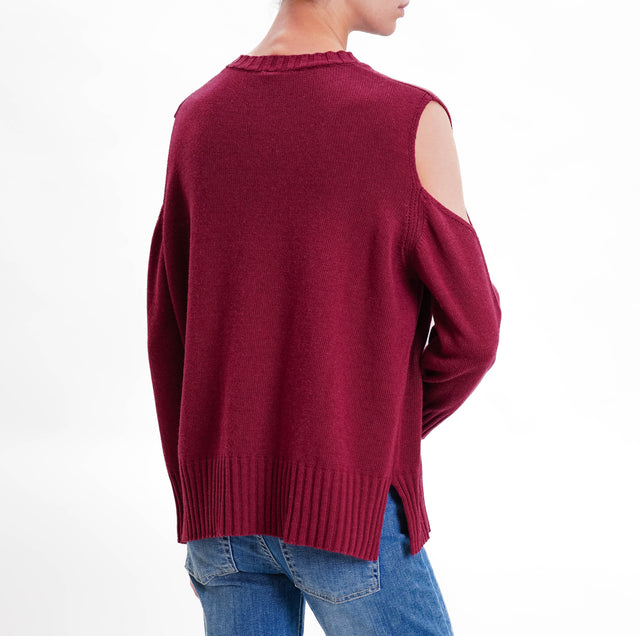 Tensione in-Maglia cut out misto cashmere - vino