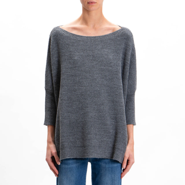 Tension in-Maglia over alpaca blend boat neckline - anthracite