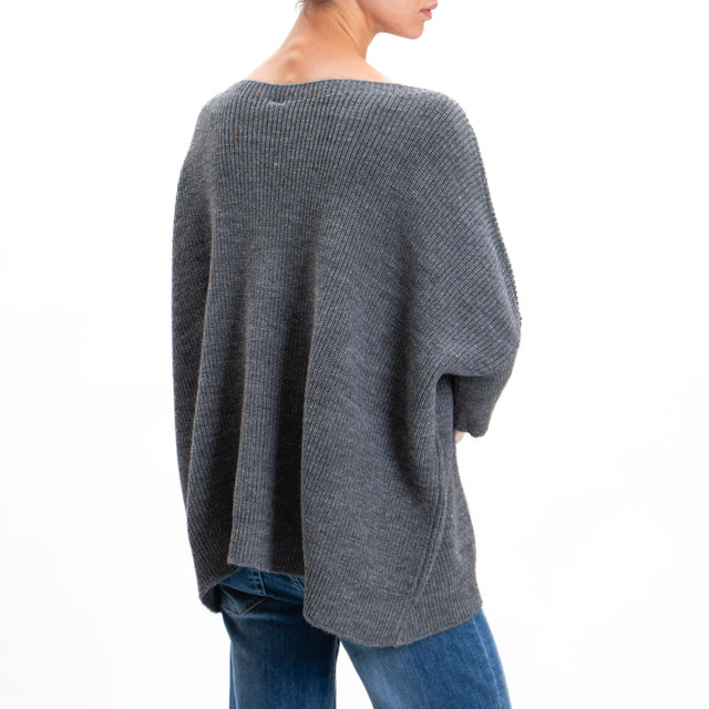 Tension in-Maglia over alpaca blend boat neckline - anthracite