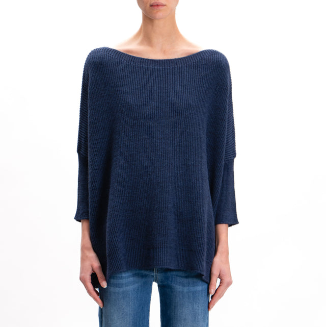 Tension in-Maglia over alpaca blend boat neckline - blue