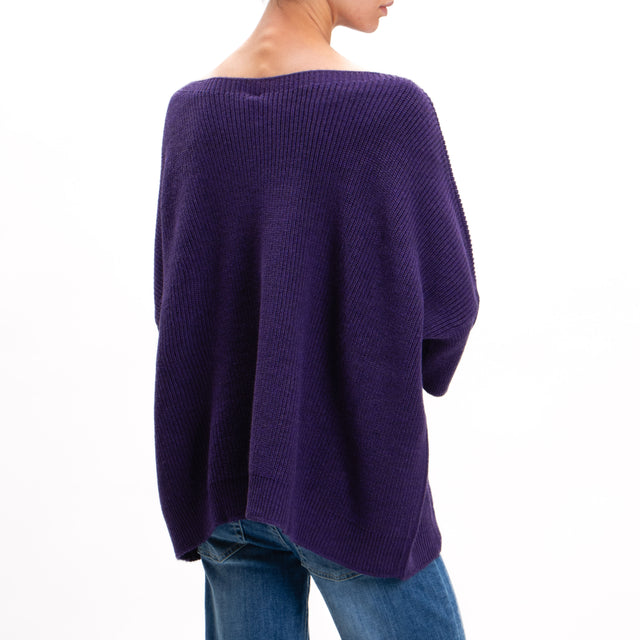 Tension in-Maglia over alpaca blend boat neckline - purple