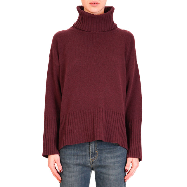 Tensione in-Maglia collo alto misto cashmere - Bordeaux