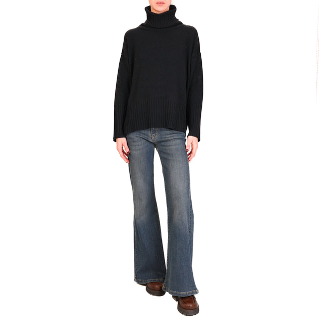 Tensione in-Maglia collo alto misto cashmere - nero