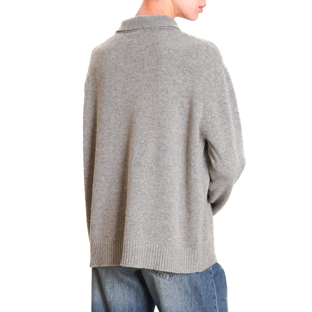 Tension in-Maglia cashmere blend polo neck - grey