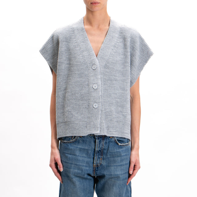 Tension in-Gilet mixed alpaca side slits - grey