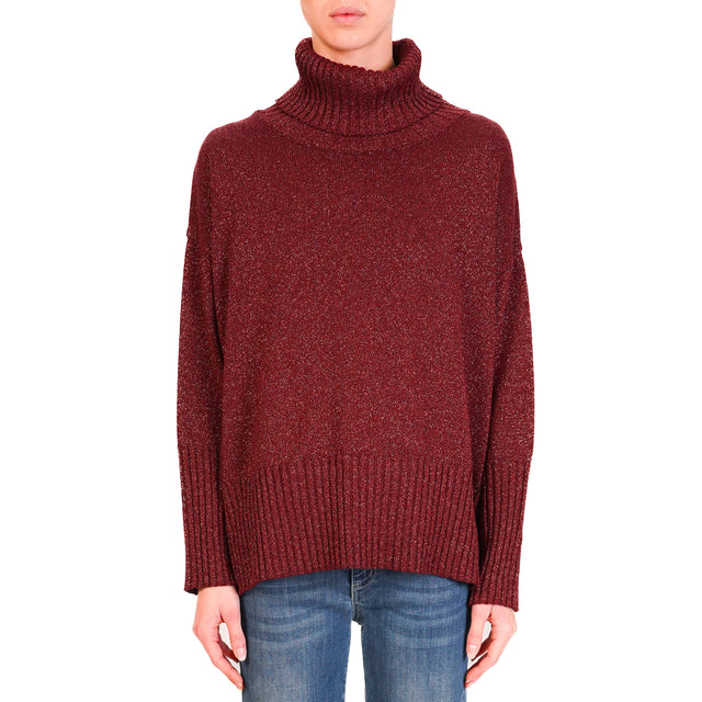 Tensione in-Maglia collo alto lurex - Bordeaux