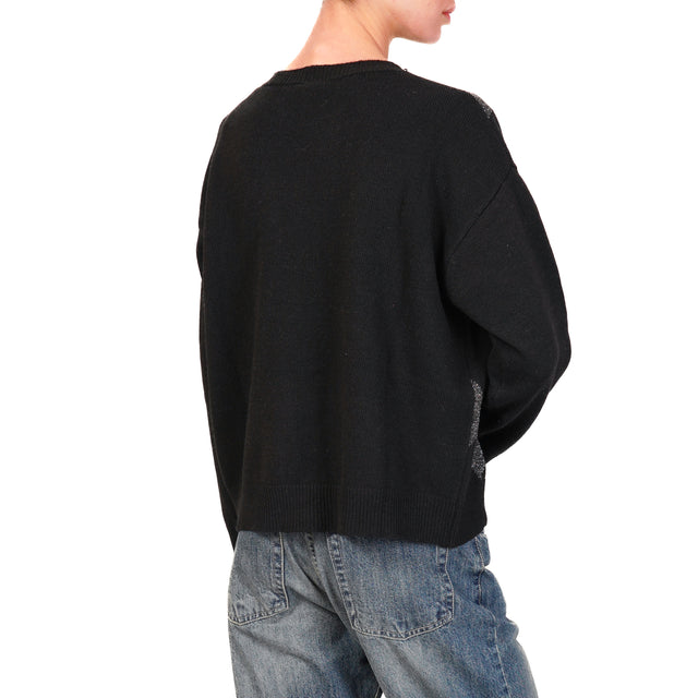 Tensione in-Maglia misto cashmere rombi lurex - nero/antracite