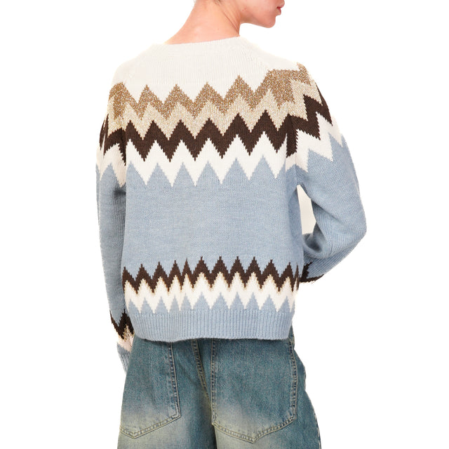 Tensione in-Maglia zig zag con lurex - azzurro/burro/oro/moro