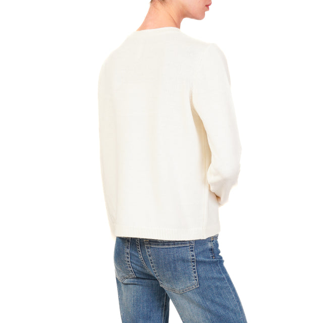 Tensione in-Maglia misto cashmere con ricami - calce/oro