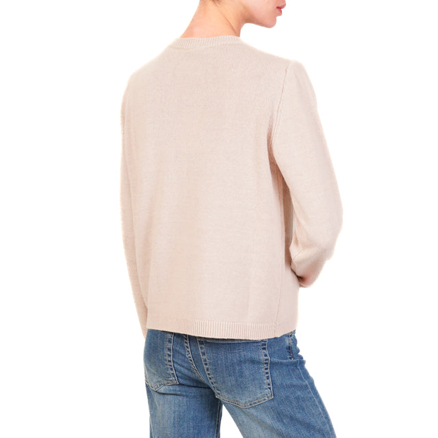 Tensione in-Maglia misto cashmere con ricami - rosa/oro