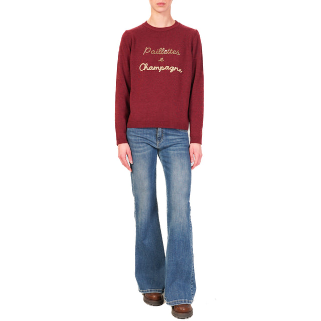 Tensione in-Maglia misto cashmere con ricami - bordeaux/oro