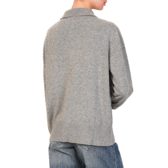 Tensione in-Maglia collo polo misto cashmere - grigio