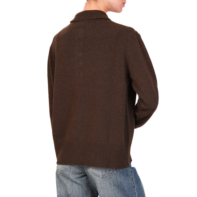 Tensione in-Maglia collo polo misto cashmere - moro