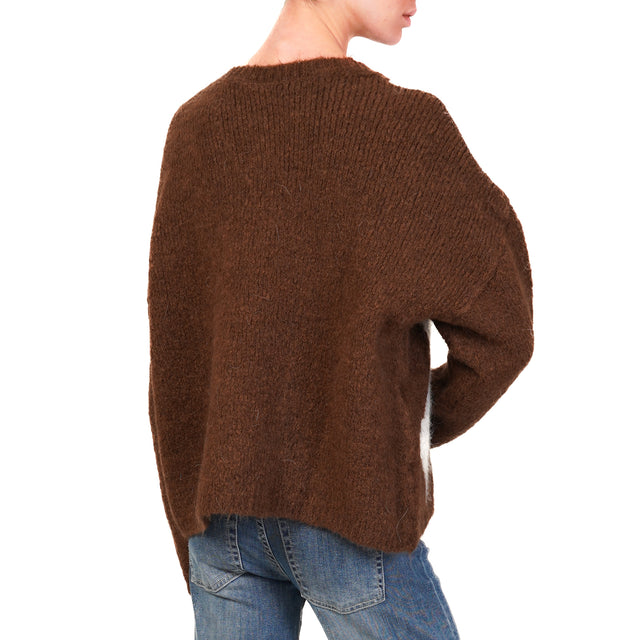 Tensione in-Maglia mohair rombi - moro/celeste