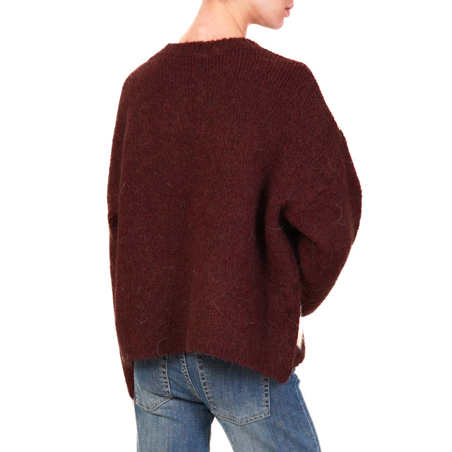 Tensione in-Maglia mohair rombi - bordeaux/rosa