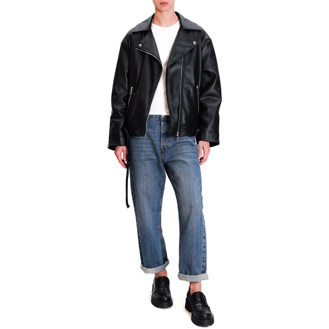 Tension in-Jacket leatherette jacket - black