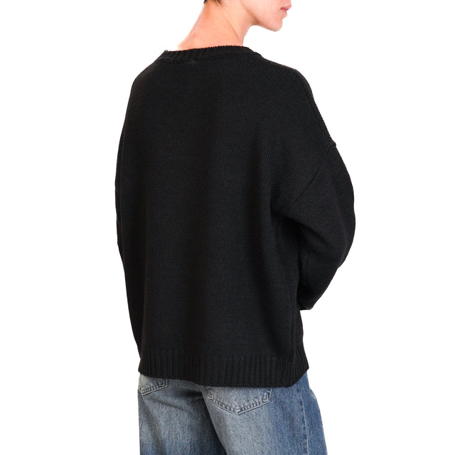 Tensione in-Maglia orsetto misto alpaca - nero