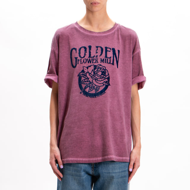 Tensione in-T-shirt "GOLDEN FLOWER MILL" - Bordeaux