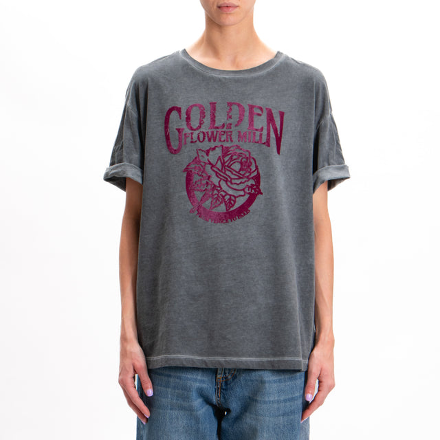 Tensione in-T-shirt "GOLDEN FLOWER MILL" - grigio scuro