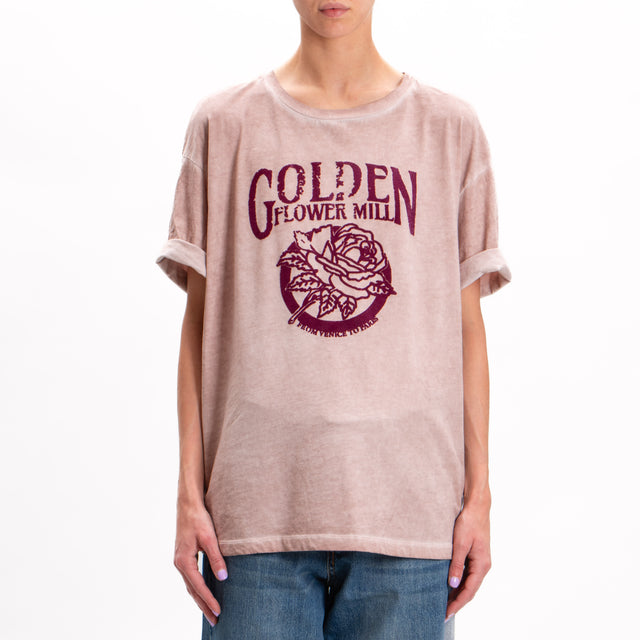 Tensione in-T-shirt "GOLDEN FLOWER MILL" - rosa