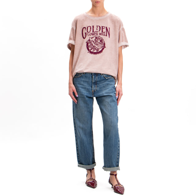 Tensione in-T-shirt "GOLDEN FLOWER MILL" - rosa