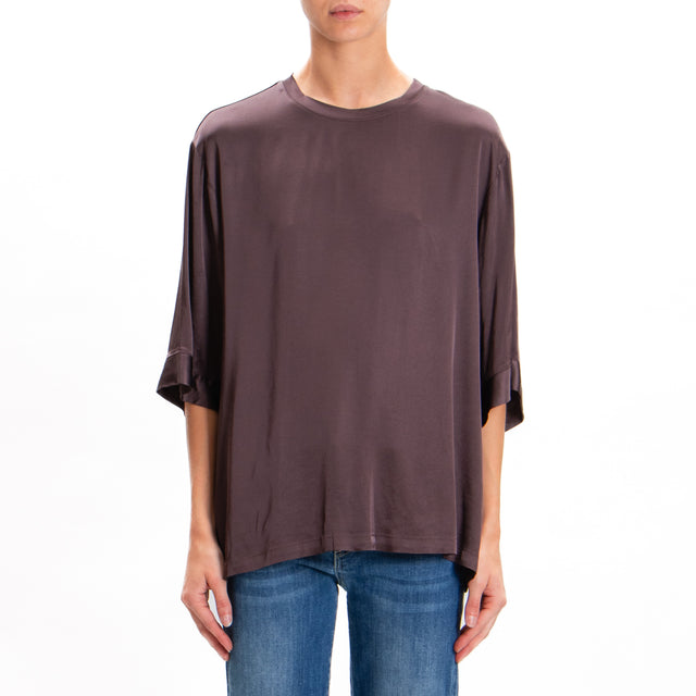 Tensione in-Blusa over in satin elasticizzato - mosto