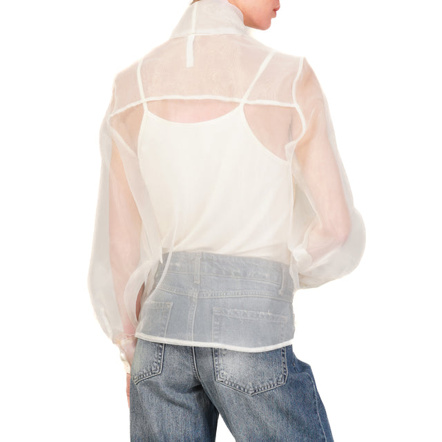 Tensione in-Blusa in tulle con fiocco - latte