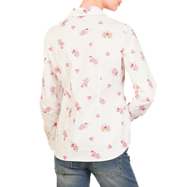 Tensione in-Camicia fantasia pink panther - bianco/rosa