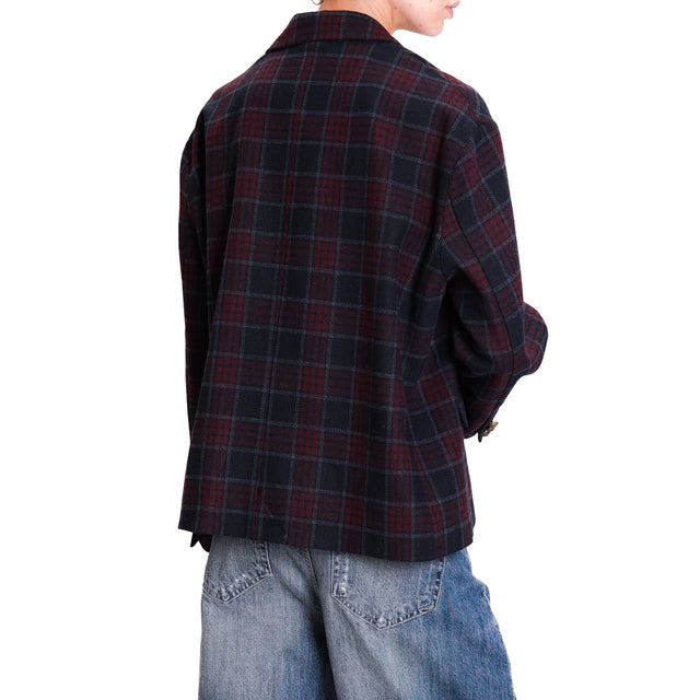 Tension in-Double-breasted check jacket - blue/burgundy