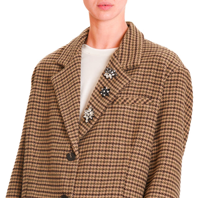 Tension in-Jacket 2/4 Prince of Wales - beige/dark brown/military