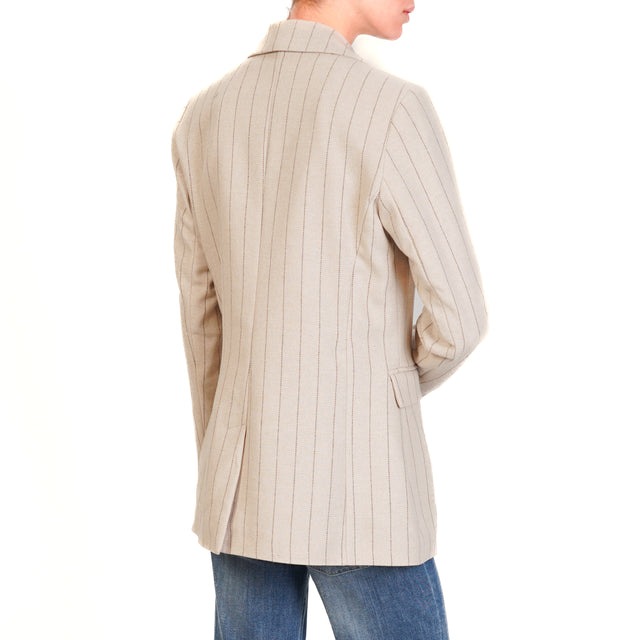 Tensione in-Giacca gessata con patch - beige