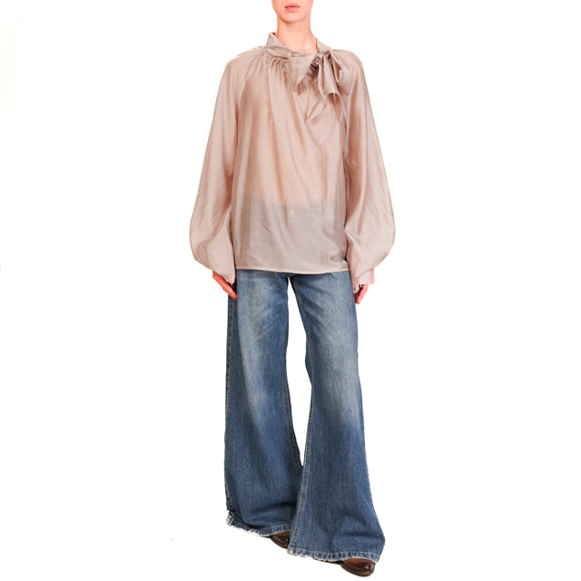 Tensione in-Blusa mussola manica palloncino - nude