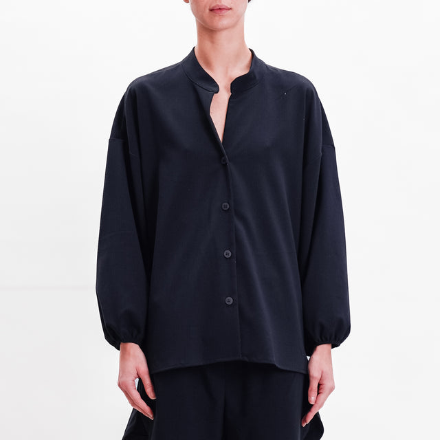 Tensione in-Camicia over collo coreana coulisse - nero